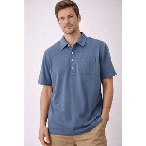 Brooks Brothers Blue Cotton Polo Shirt Logo Short Sleeve Men’s Large